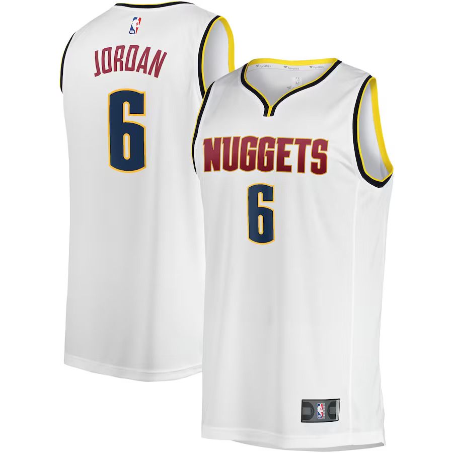Men Denver Nuggets #6 DeAndre Jordan Fanatics Branded White Fast Break Player NBA Jersey->denver nuggets->NBA Jersey